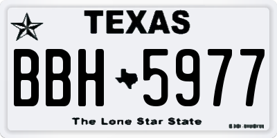 TX license plate BBH5977
