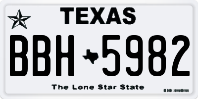 TX license plate BBH5982