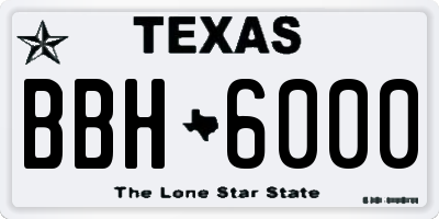 TX license plate BBH6000