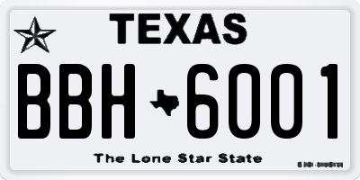 TX license plate BBH6001