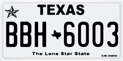 TX license plate BBH6003