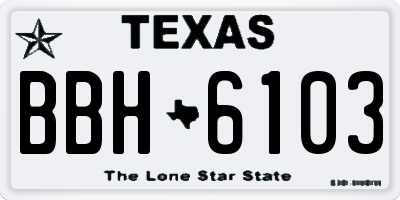 TX license plate BBH6103