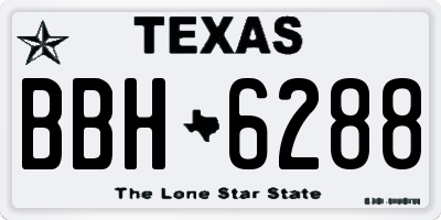 TX license plate BBH6288