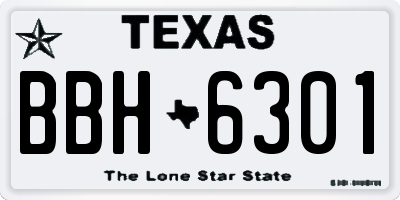 TX license plate BBH6301