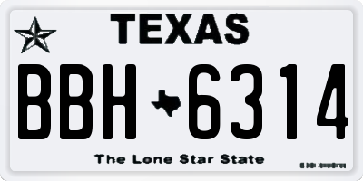 TX license plate BBH6314