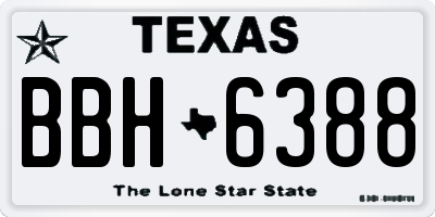 TX license plate BBH6388
