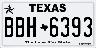 TX license plate BBH6393