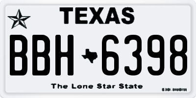 TX license plate BBH6398