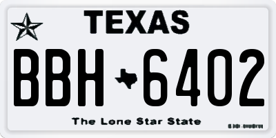 TX license plate BBH6402