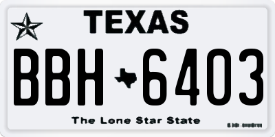 TX license plate BBH6403