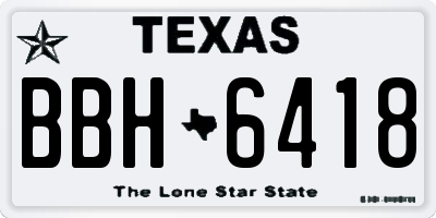 TX license plate BBH6418