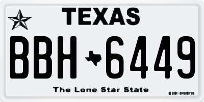 TX license plate BBH6449