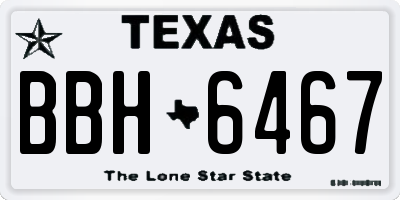 TX license plate BBH6467