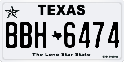TX license plate BBH6474