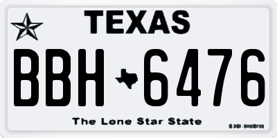 TX license plate BBH6476