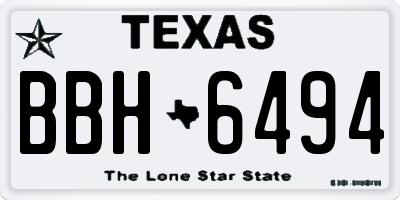 TX license plate BBH6494