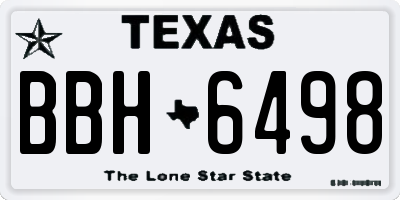 TX license plate BBH6498
