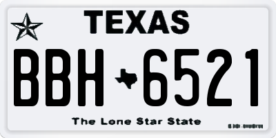TX license plate BBH6521