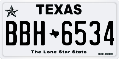 TX license plate BBH6534