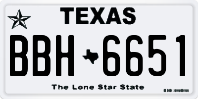TX license plate BBH6651