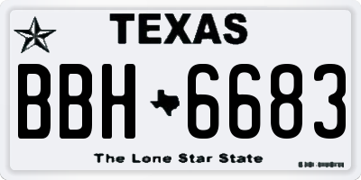 TX license plate BBH6683