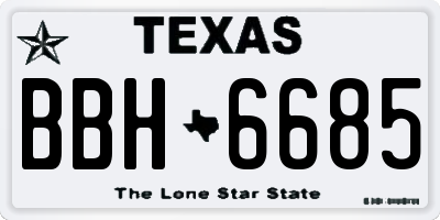 TX license plate BBH6685