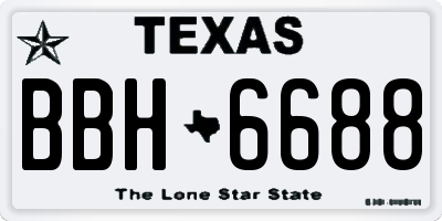 TX license plate BBH6688