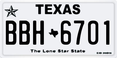 TX license plate BBH6701