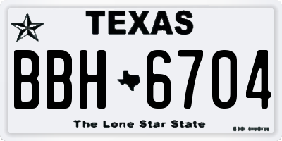 TX license plate BBH6704