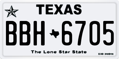 TX license plate BBH6705