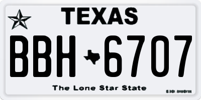 TX license plate BBH6707
