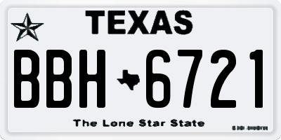 TX license plate BBH6721