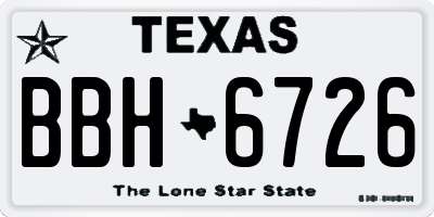 TX license plate BBH6726