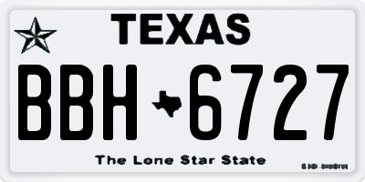 TX license plate BBH6727