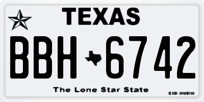 TX license plate BBH6742