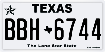 TX license plate BBH6744