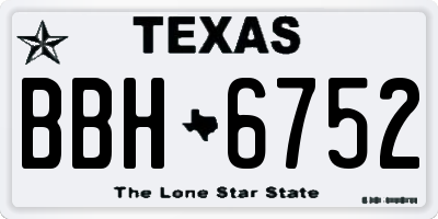 TX license plate BBH6752