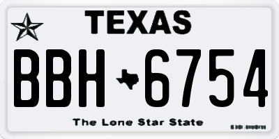 TX license plate BBH6754