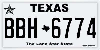 TX license plate BBH6774