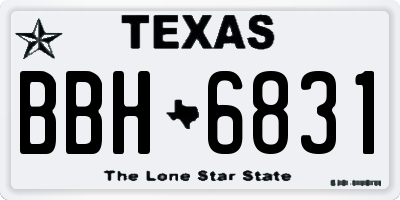 TX license plate BBH6831