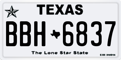 TX license plate BBH6837