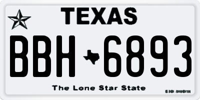TX license plate BBH6893