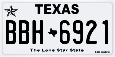 TX license plate BBH6921