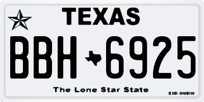 TX license plate BBH6925