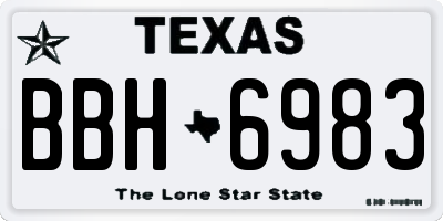 TX license plate BBH6983