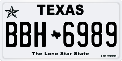 TX license plate BBH6989