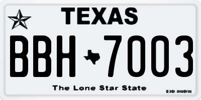 TX license plate BBH7003