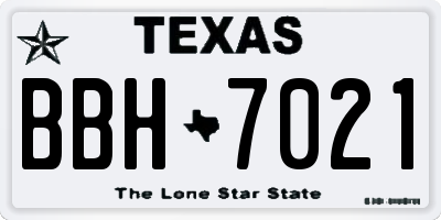 TX license plate BBH7021