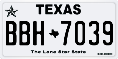 TX license plate BBH7039