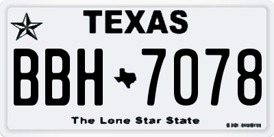 TX license plate BBH7078